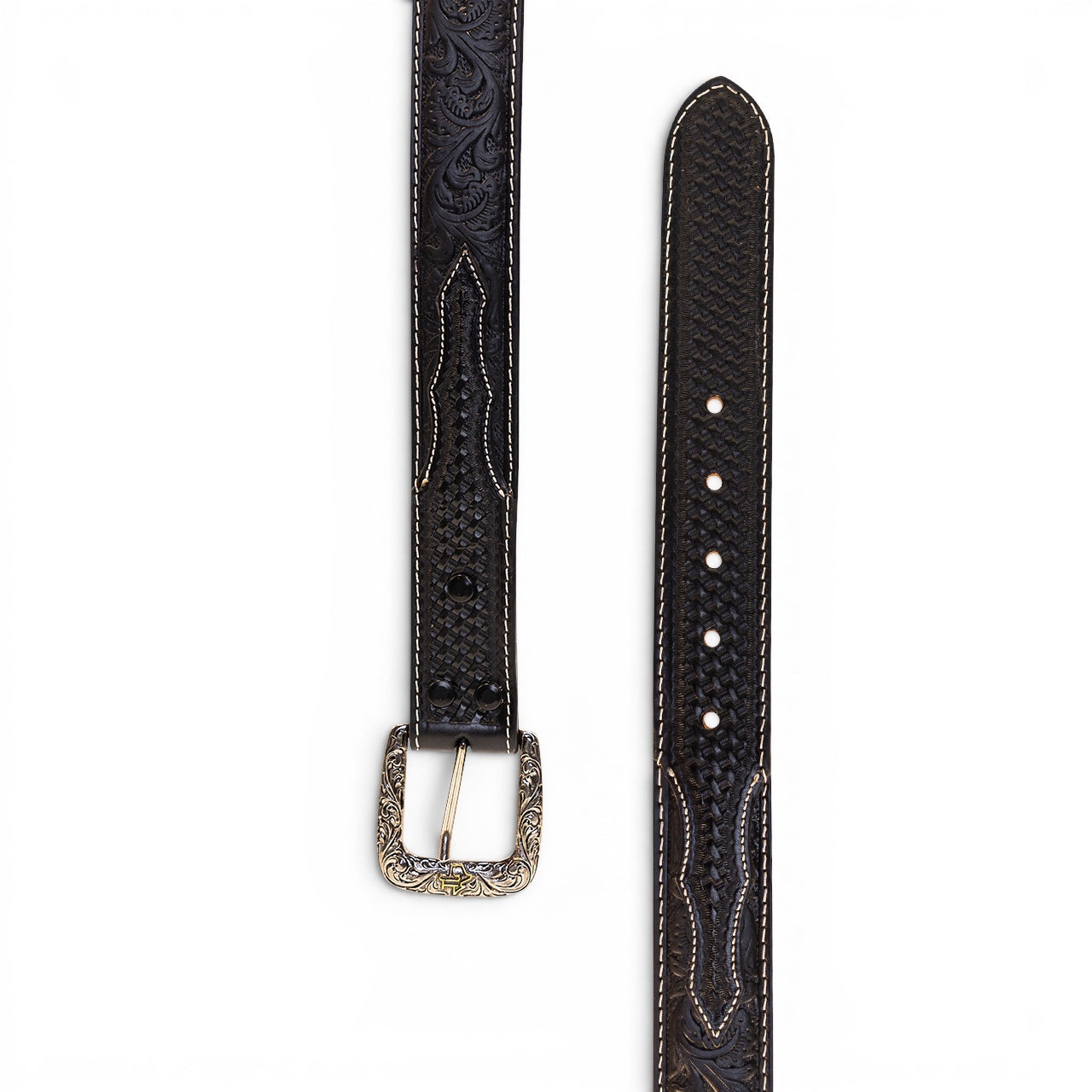 Tooled/Weave Onyx Belt