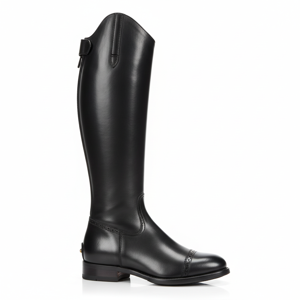 Tall Black Leather Riding Boot